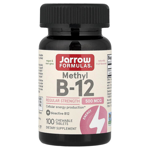 jrw18015_v_53.jpg метил B12, 500 мкг, 100 жевательных таблеток — Jarrow Formulas