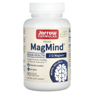 MagMind® для веганов, добавка для здоровья мозга, 90 растительных капсул (48 мг в 1 капсуле) — Jarrow Formulas