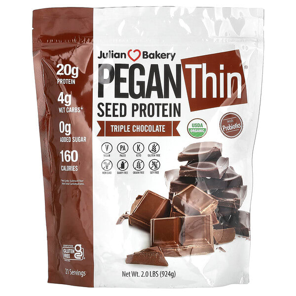 jub00434_v_4.jpg Pegan Thin, протеин из семян, тройной шоколад, 924 г (2 фунта) — Julian Bakery