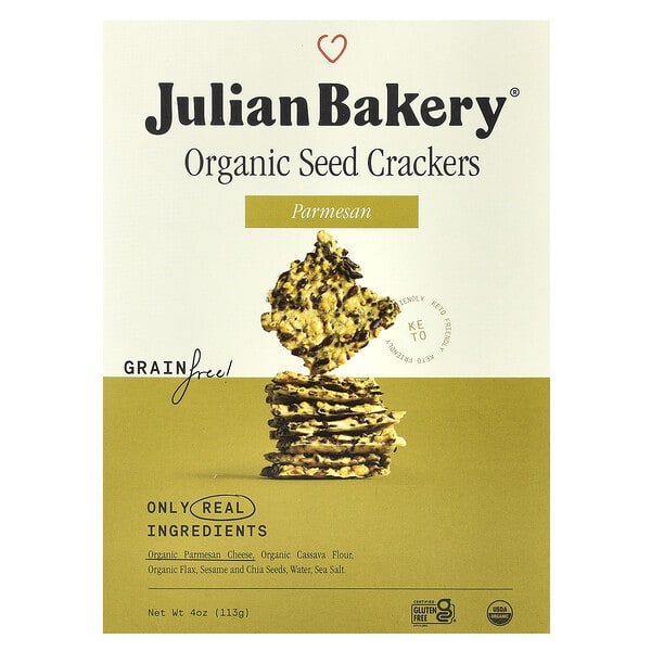 jub00751_v_34.jpg крекеры из органических семян, пармезан, 113 г (4 унции) — Julian Bakery