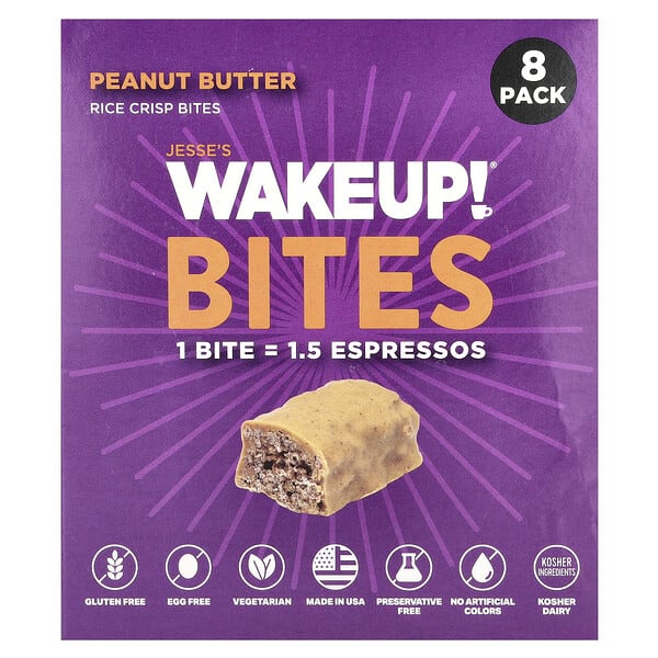 jwk72749_v_18.jpg Rice Crisp Bites, арахисовая паста, 8 пакетиков по 15 г (0,53 унции) — Jesse's WAKEUP!