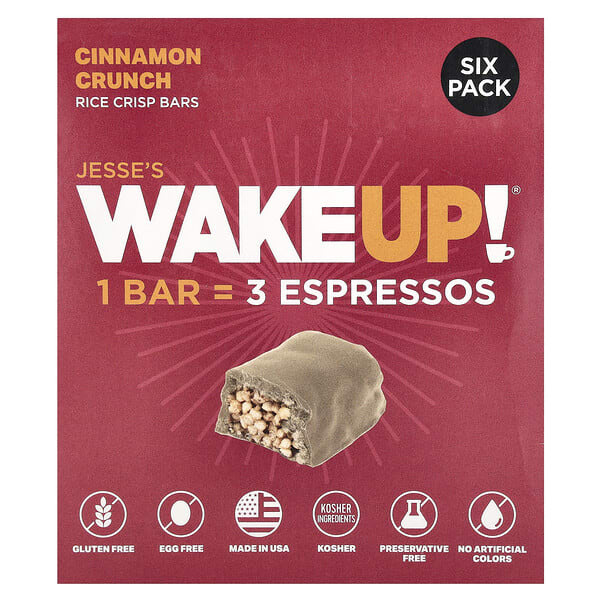 jwk83906_v_18.jpg Rice Crisp Bars, хрустящие батончики с корицей, 6 батончиков, 32 г (1,13 унции) каждый — Jesse's WAKEUP!
