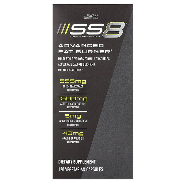 jym02143_v_44.jpg SS8 Advanced Fat Burner, улучшенный сжигатель жира, 120 вегетарианских капсул — JYM Supplement Science