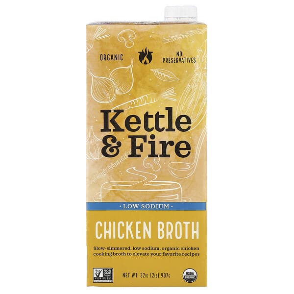 kaf00717_v_26.jpg Куриный бульон, с низким содержанием натрия, 907 г (32 унции) — Kettle & Fire
