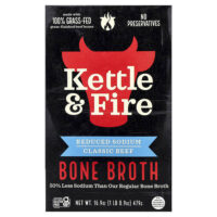 Bone Broth, классическая говядина, с пониженным содержанием натрия, 479 г (16,9 унции) — Kettle & Fire