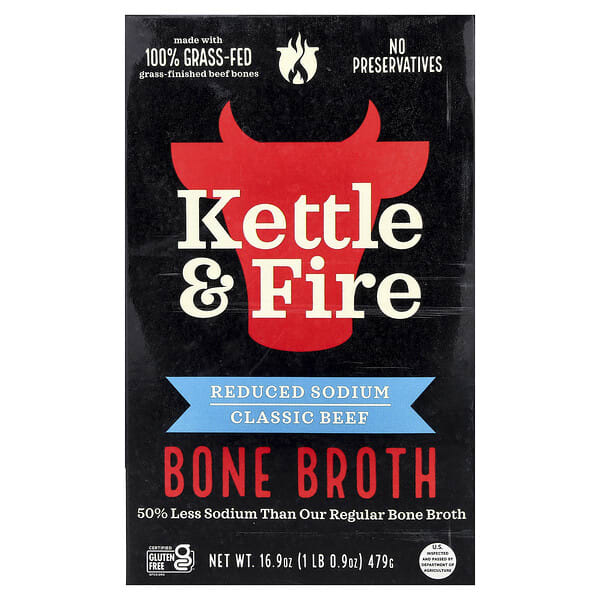 kaf00778_v_16.jpg Bone Broth, классическая говядина, с пониженным содержанием натрия, 479 г (16,9 унции) — Kettle & Fire