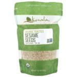 Органические поджаренные семена кунжута, неочищенные, 16 унций (454 г) — Kevala