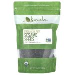 Органические семена черного кунжута, неочищенные, 454 г (16 унций) — Kevala