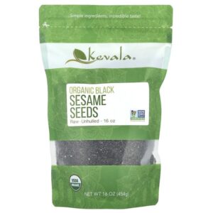 Органические семена черного кунжута, неочищенные, 454 г (16 унций) — Kevala