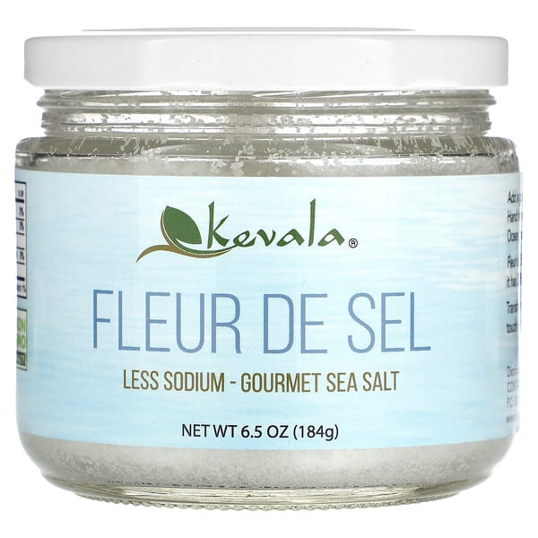 kev01361_v_8.jpg Fleur De Sel, меньше натрия, изысканная морская соль, 184 г (6,5 унции) — Kevala