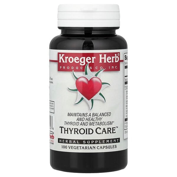 khc10022_v_27.jpg Thyroid Care™, 100 вегетарианских капсул — Kroeger Herb Co