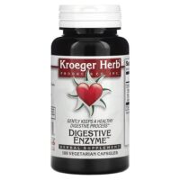 Пищеварительный фермент, 100 вегетарианских капсул — Kroeger Herb Co