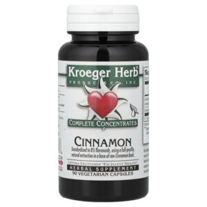 комплексные концентраты, корица, 90 вегетарианских капсул — Kroeger Herb Co