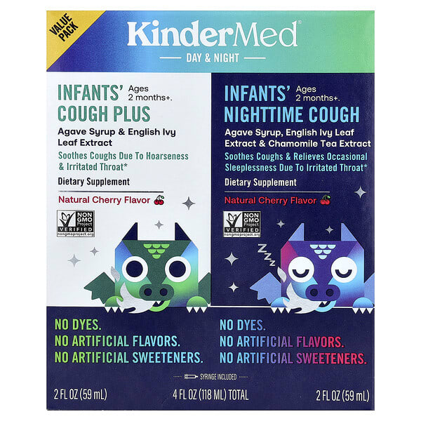 kie80581_v_18.jpg KinderFarms, KinderMed®, средство от кашля для младенцев от 2 месяцев, натуральный вкус вишни, 2 флакона по 59 мл (2 жидк. унции)