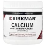 кальций с витамином D3, в порошке, без добавок, 227 г (8 унций) — Kirkman Labs