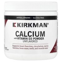 кальций с витамином D3, в порошке, без добавок, 227 г (8 унций) — Kirkman Labs