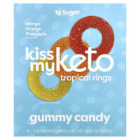 Gummy Candy, тропические кольца, манго, апельсин и ананас, 6 пакетиков по 50 г (1,76 унции) — Kiss My Keto