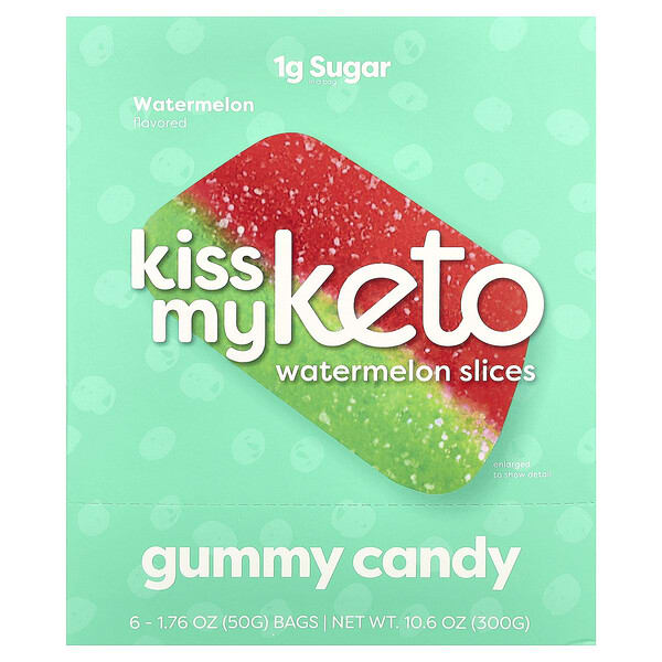 kmk75523_v_44.jpg Gummy Candy, ломтики арбуза, 6 пакетиков по 50 г (1,76 унции) — Kiss My Keto