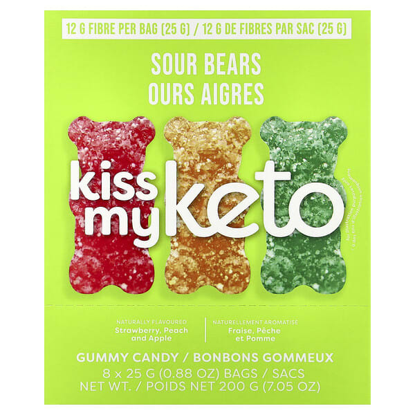 kmk75549_v_38.jpg Gummy Candy, кислые мишки, 8 пакетиков, 25 г (0,88 унции) — Kiss My Keto