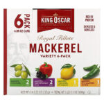 Royal Fillets, макрель, 6 разных пакетиков, 6 банок по 115 г (4,05 унции) — King Oscar