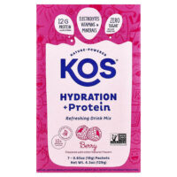 Hydration + Protein, освежающая смесь для напитков, ягоды, 7 пакетиков по 18 г (0,65 унции) — KOS