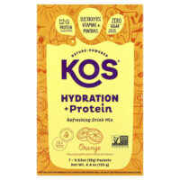 Hydration + Protein, освежающая смесь для напитков, апельсин, 7 пакетиков по 18 г (0,65 унции) — KOS