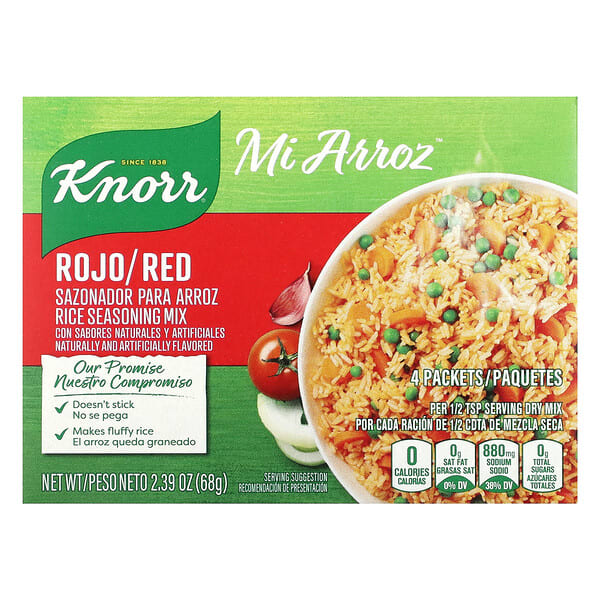 krr26318_v_12.jpg Mi Arroz, смесь приправ для риса, красный, 4 пакетика, 68 г (2,39 унции) — Knorr