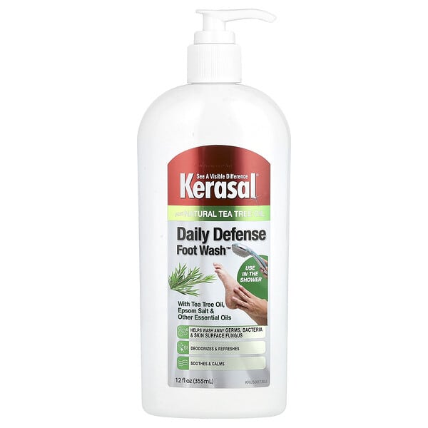 ksl00751_v_12.jpg Daily Defense Foot Wash™, с маслом чайного дерева, английской солью и другими эфирными маслами, 355 мл (12 жидк. унц.) — Kerasal