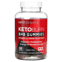 Keto Burn, BHB, жевательные таблетки, со вкусом малины, 60 жевательных таблеток — Keto Science