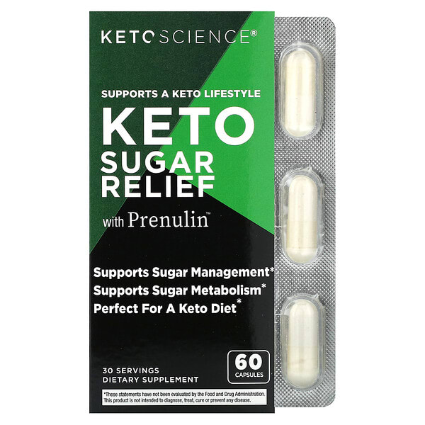 kti12537_v_10.jpg Keto Sugar Relief, добавка для поддержки сахара с пренулином, 60 капсул — Keto Science