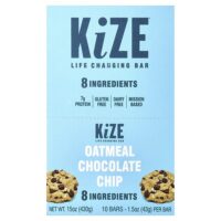 KiZE Life Changing Bar, овсяные батончики с шоколадной крошкой, 10 батончиков по 43 г (1,5 унции)