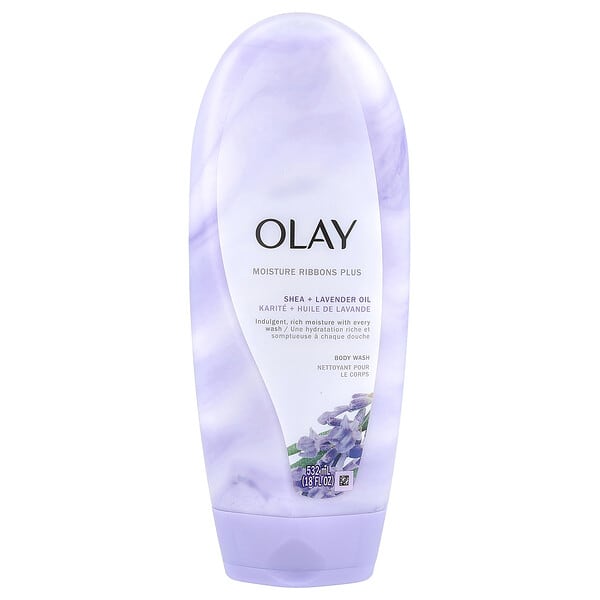 lay48184_v_14.jpg Moisture Ribbons Plus, гель для душа, масло ши и лаванды, 532 мл (18 жидк. унций) — Olay