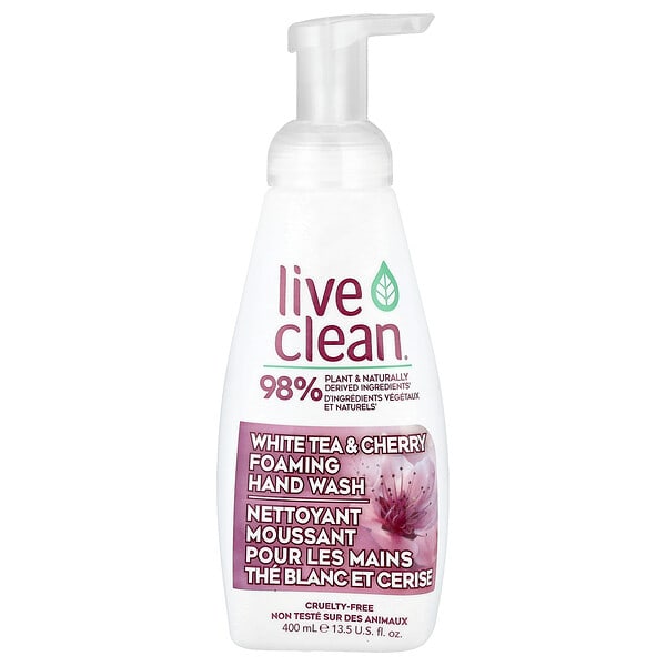 lcn33817_v_8.jpg Live Clean, пенящееся мыло для рук, белый чай и вишня, 400 мл (13,5 жидк. унции)