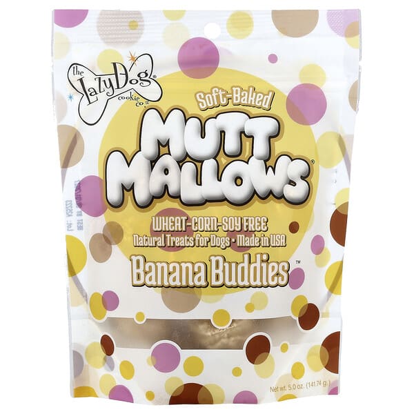 ldc01202_v_2.jpg Mutt Mallows®, лакомства для собак, со вкусом банана Buddies™, 141,74 г (5 унций) — Lazy Dog Cookie