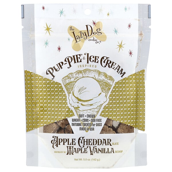 ldc01344_v_2.jpg Pup-Pie®, лакомство для собак, мороженое, ломтик яблока и чеддер с мерной ложкой из кленового сиропа и ванили, 142 г (5 унций) — Lazy Dog Cookie