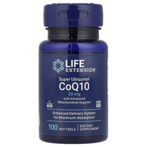 Super Ubiquinol CoQ10 с улучшенной поддержкой митохондрий, 50 мг, 100 гелевых капсул — Life Extension