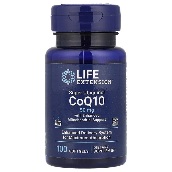 lex14251_v_73.jpg Super Ubiquinol CoQ10 с улучшенной поддержкой митохондрий, 50 мг, 100 гелевых капсул — Life Extension