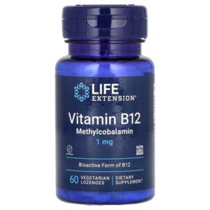 витамин B12, метилкобаламин, 1 мг, 60 вегетарианских пастилок — Life Extension
