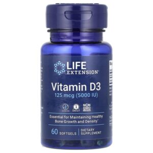 витамин D3, 125 мкг (5000 МЕ), 60 капсул — Life Extension