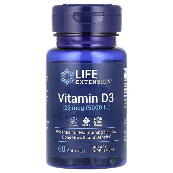 lex17136_v_88.jpg витамин D3, 125 мкг (5000 МЕ), 60 капсул — Life Extension