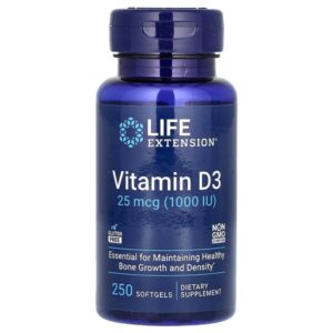 витамин D3, 25 мкг (1000 МЕ), 250 капсул — Life Extension