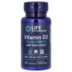 витамин D3 с Sea-Iodine, 125 мкг (5000 МЕ), 60 капсул — Life Extension