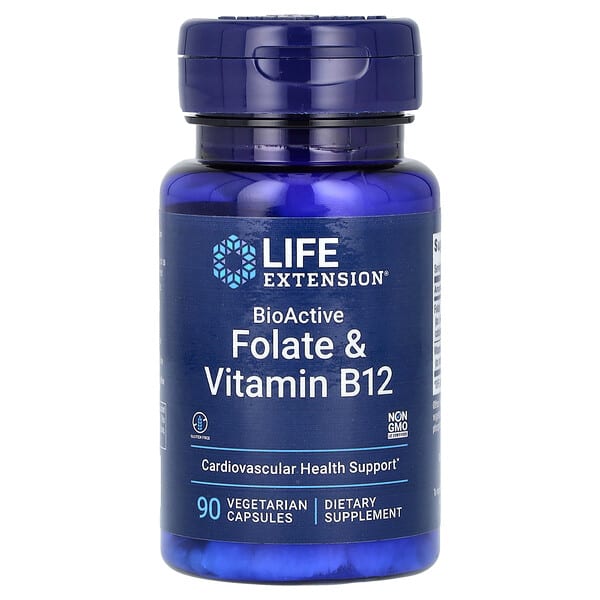lex18429_v_116.jpg биоактивные фолат и витамин B12, 90 вегетарианских капсул — Life Extension