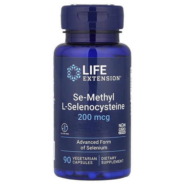 lex18799_v_24.jpg Семиметил L-селеноцистеин, 200 мкг, 90 вегетарианских капсул — Life Extension