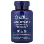 Super Omega-3, рыбий жир с ЭПК и ДГК, лигнанами кунжута и экстрактом оливы, 60 капсул, покрытых кишечнорастворимой оболочкой — Life Extension