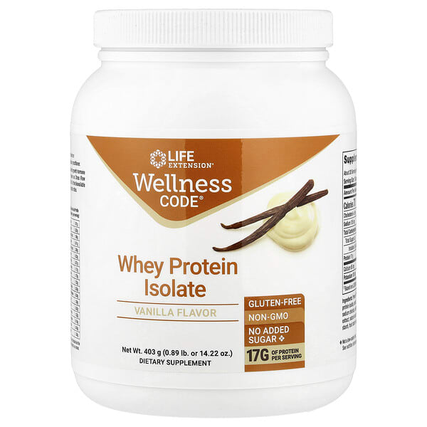 lex22421_v_103.jpg Wellness Code®, изолят сывороточного протеина, со вкусом ванили, 403 г (0,89 фунта) — Life Extension