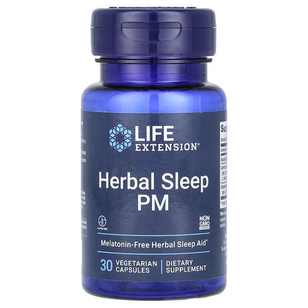 lex23083_v_49.jpg Herbal Sleep PM, 30 вегетарианских капсул — Life Extension