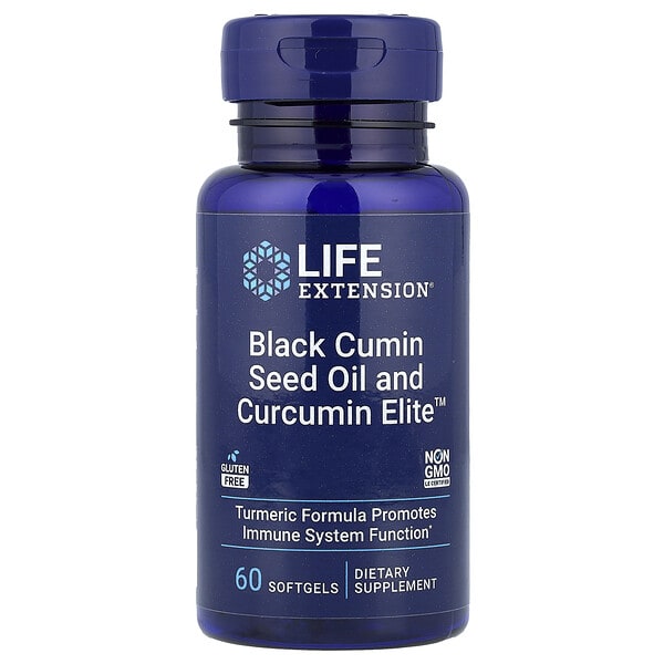 lex23106_v_56.jpg Масло семян черного тмина и Curcumin Elite™, 60 мягких таблеток — Life Extension