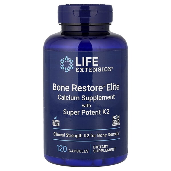 lex24161_v_56.jpg Bone Restore Elite, добавка с кальцием и суперэффективным витамином K2, 120 капсул — Life Extension