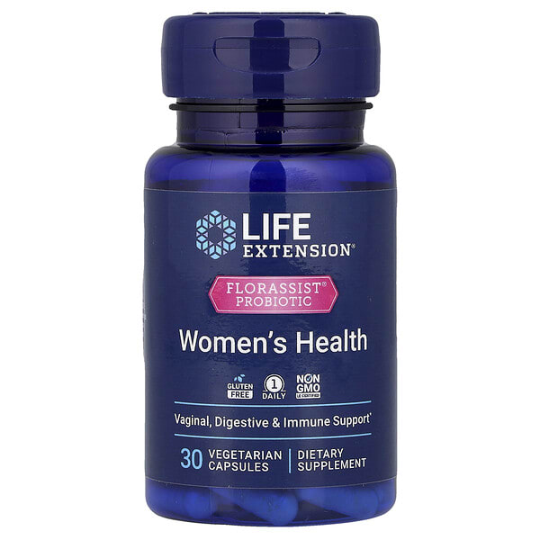 lex25053_v_40.jpg FLORASSIST®, пробиотик, женское здоровье, 30 вегетарианских капсул — Life Extension